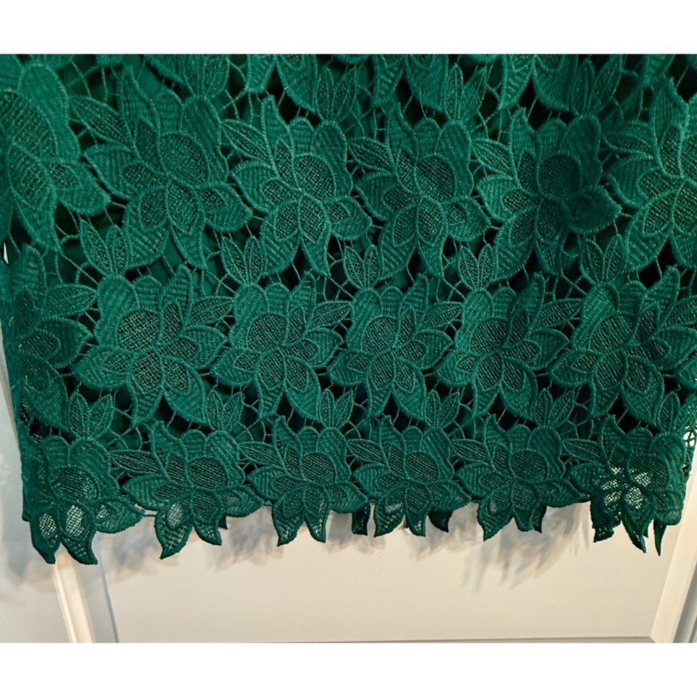 Ann Taylor Factory Lace Shift Dress Womens 4P Emerald Green Floral V-Neck - Picture 5 of 8